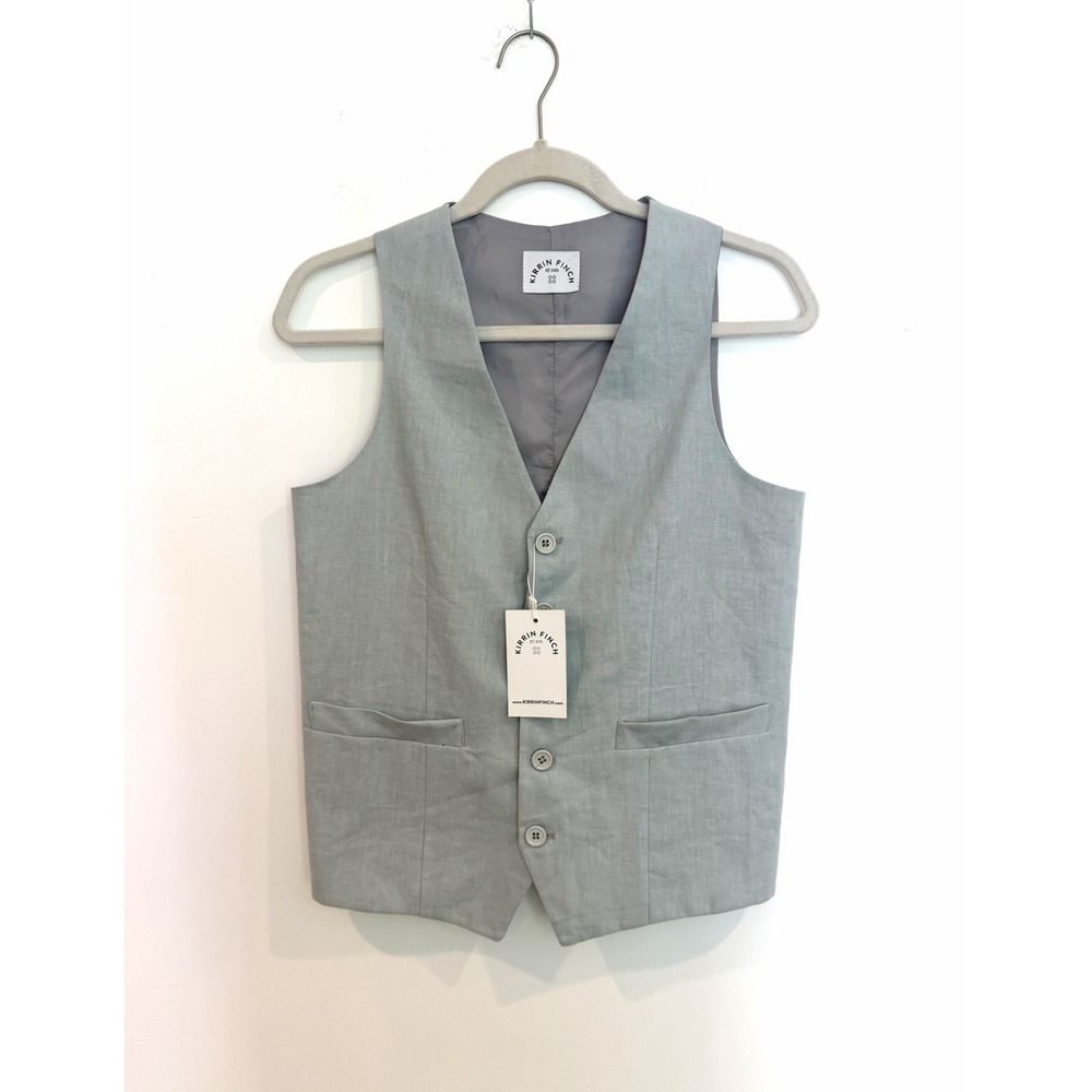 Kirrin Finch 100% Linen Vest Georgie NWT S Light Gray Suit Lightweight Italian